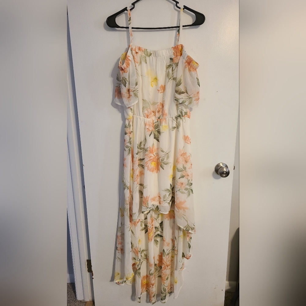 NWOT Cream Floral High low Dress Size L